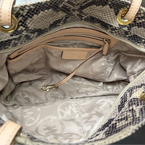 Michael Kors Tan Snake Print Tote Bag - Picture 8 of 16
